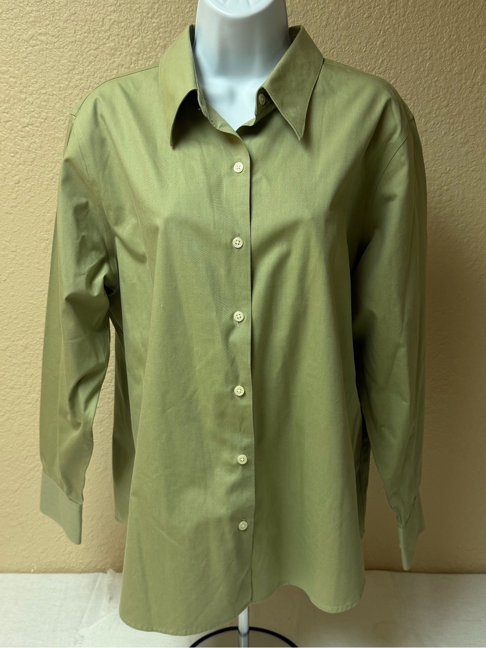 4/$20 Eddie Bauer Wrinkle-Resistant Olive Button-Up Shirt